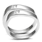 MA3W039 - Rhodium Brass Ring with AAA Grade CZ  in Clear