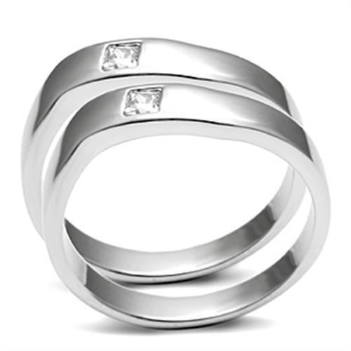 MA3W039 - Rhodium Brass Ring with AAA Grade CZ  in Clear