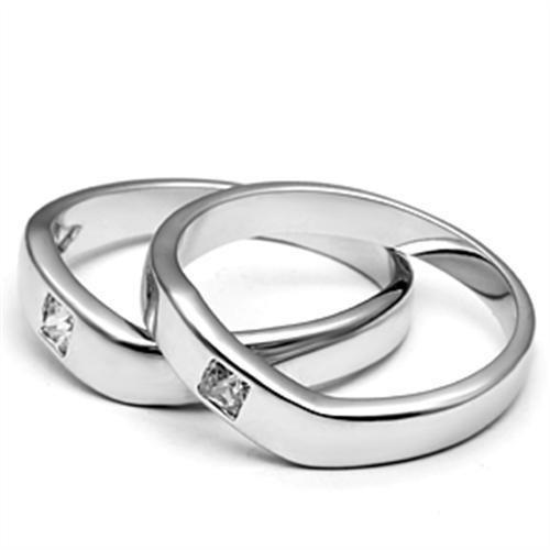 MA3W039 - Rhodium Brass Ring with AAA Grade CZ  in Clear