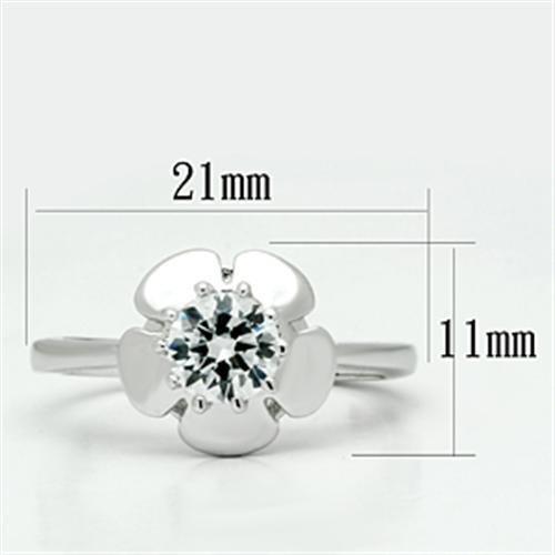 MA3W041 - Rhodium Brass Ring with AAA Grade CZ  in Clear