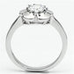 MA3W041 - Rhodium Brass Ring with AAA Grade CZ  in Clear