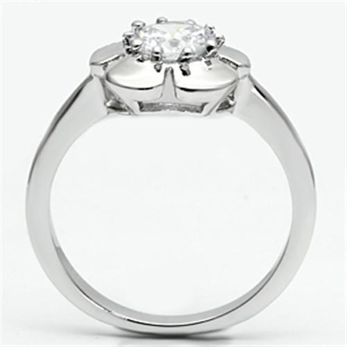 MA3W041 - Rhodium Brass Ring with AAA Grade CZ  in Clear