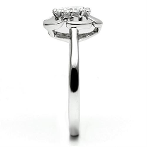 MA3W041 - Rhodium Brass Ring with AAA Grade CZ  in Clear