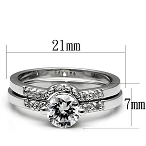 MA3W044 - Rhodium Brass Ring with AAA Grade CZ  in Clear