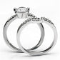 MA3W044 - Rhodium Brass Ring with AAA Grade CZ  in Clear
