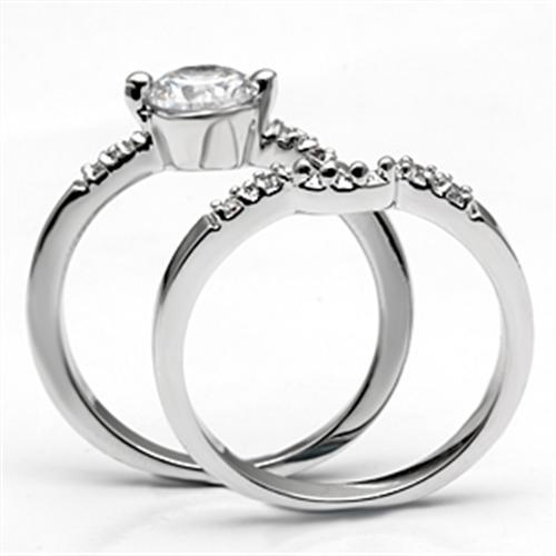 MA3W044 - Rhodium Brass Ring with AAA Grade CZ  in Clear