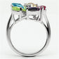 MAJessyca Cocktail Ring - Rhodium Brass, AAA CZ , Multi Color - 3W045