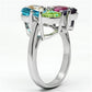 MAJessyca Cocktail Ring - Rhodium Brass, AAA CZ , Multi Color - 3W045