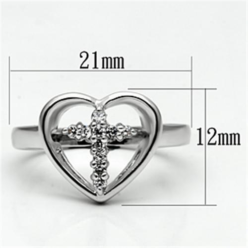 MA3W046 - Rhodium Brass Ring with AAA Grade CZ  in Clear