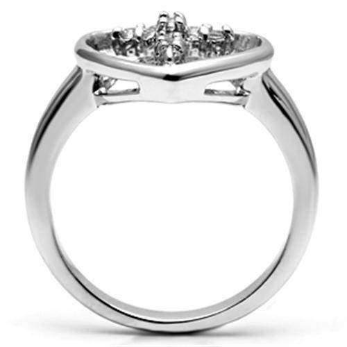 MA3W046 - Rhodium Brass Ring with AAA Grade CZ  in Clear