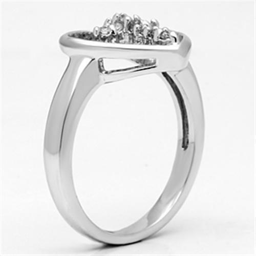 MA3W046 - Rhodium Brass Ring with AAA Grade CZ  in Clear
