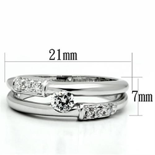 MA3W049 - Rhodium Brass Ring with AAA Grade CZ  in Clear