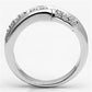MA3W049 - Rhodium Brass Ring with AAA Grade CZ  in Clear