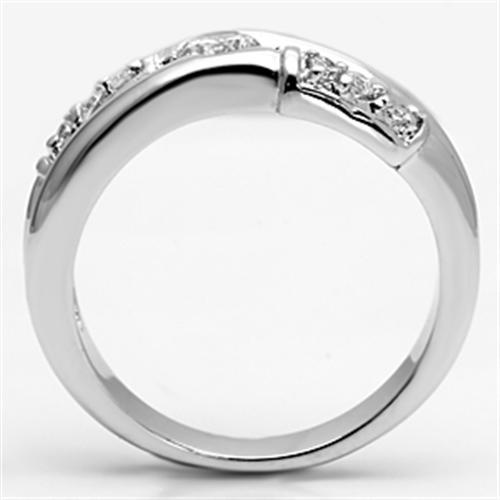 MA3W049 - Rhodium Brass Ring with AAA Grade CZ  in Clear