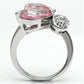 MA3W051 - Rhodium Brass Ring with AAA Grade CZ  in Rose