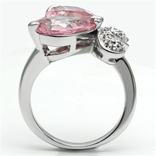 MA3W051 - Rhodium Brass Ring with AAA Grade CZ  in Rose