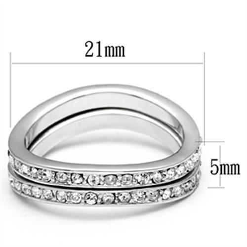 MA3W053 - Rhodium Brass Ring with Top Grade Crystal  in Clear