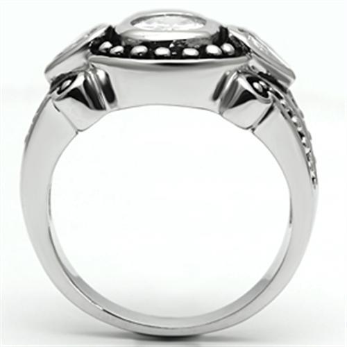 MA3W056 - Rhodium Brass Ring with AAA Grade CZ  in Clear
