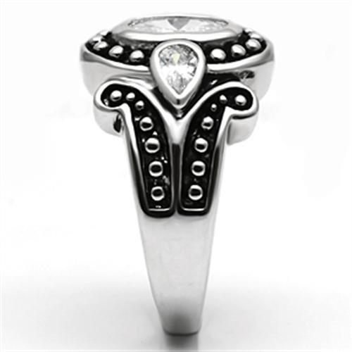 MA3W056 - Rhodium Brass Ring with AAA Grade CZ  in Clear