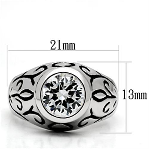 MA3W057 - Rhodium Brass Ring with AAA Grade CZ  in Clear