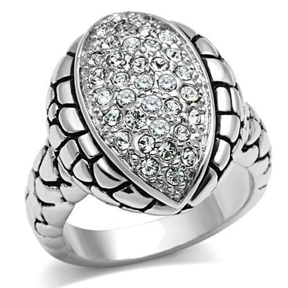 MA3W058 - Rhodium Brass Ring with Top Grade Crystal  in Clear