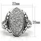 MA3W058 - Rhodium Brass Ring with Top Grade Crystal  in Clear