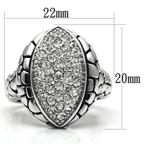 MA3W058 - Rhodium Brass Ring with Top Grade Crystal  in Clear