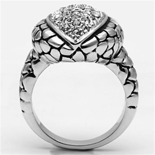 MA3W058 - Rhodium Brass Ring with Top Grade Crystal  in Clear