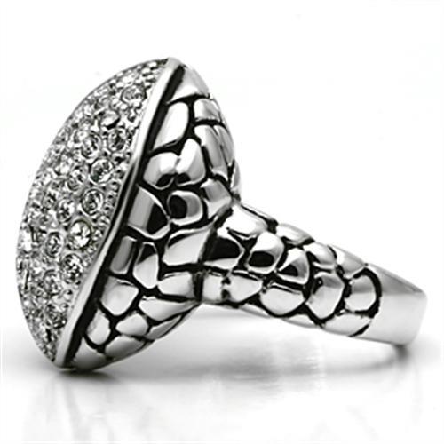 MA3W058 - Rhodium Brass Ring with Top Grade Crystal  in Clear
