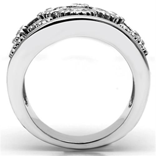 MA3W059 - Rhodium Brass Ring with AAA Grade CZ  in Clear
