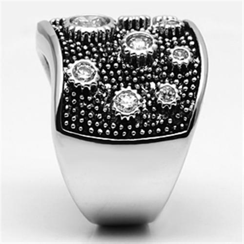 MA3W059 - Rhodium Brass Ring with AAA Grade CZ  in Clear