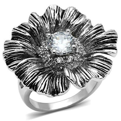 MA3W060 - Rhodium Brass Ring with AAA Grade CZ  in Clear