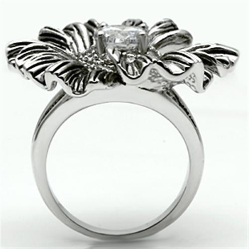 MA3W060 - Rhodium Brass Ring with AAA Grade CZ  in Clear