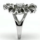 MA3W060 - Rhodium Brass Ring with AAA Grade CZ  in Clear