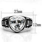 MA3W062 - Rhodium Brass Ring with AAA Grade CZ  in Clear