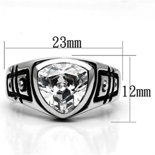MA3W062 - Rhodium Brass Ring with AAA Grade CZ  in Clear