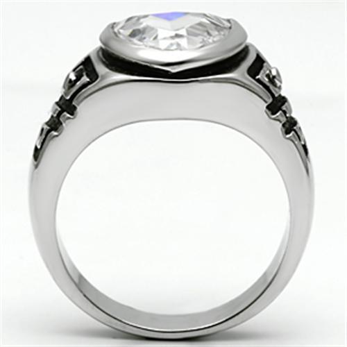 MA3W062 - Rhodium Brass Ring with AAA Grade CZ  in Clear