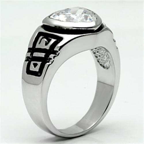 MA3W062 - Rhodium Brass Ring with AAA Grade CZ  in Clear