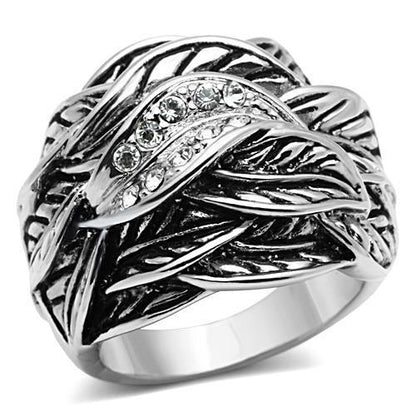MA3W063 - Rhodium Brass Ring with Top Grade Crystal  in Clear