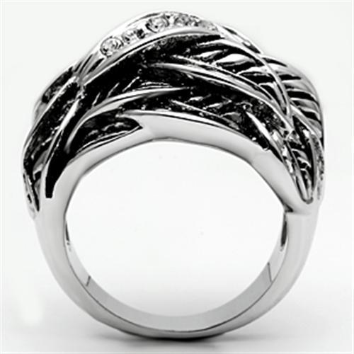 MA3W063 - Rhodium Brass Ring with Top Grade Crystal  in Clear