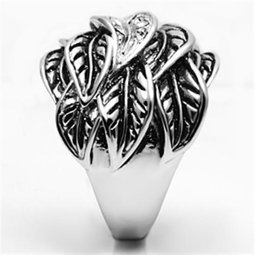 MA3W063 - Rhodium Brass Ring with Top Grade Crystal  in Clear