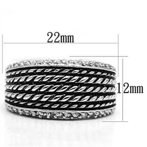 MA3W065 - Rhodium Brass Ring with AAA Grade CZ  in Clear