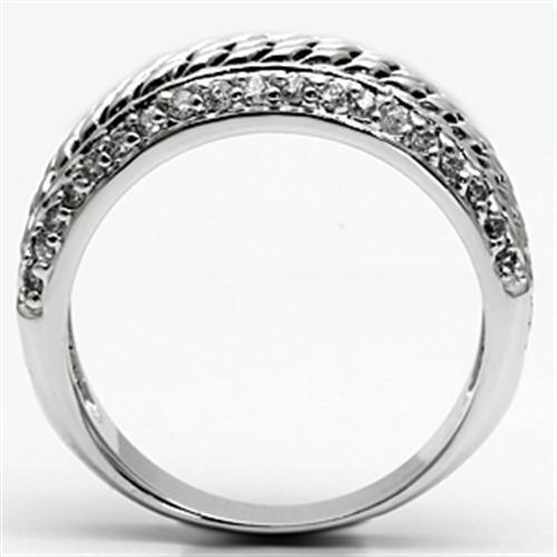 MA3W065 - Rhodium Brass Ring with AAA Grade CZ  in Clear