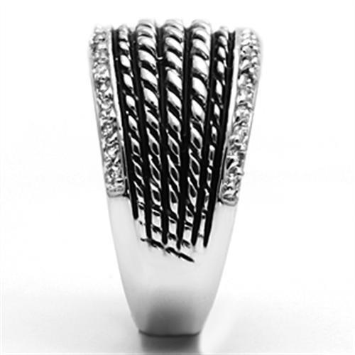 MA3W065 - Rhodium Brass Ring with AAA Grade CZ  in Clear