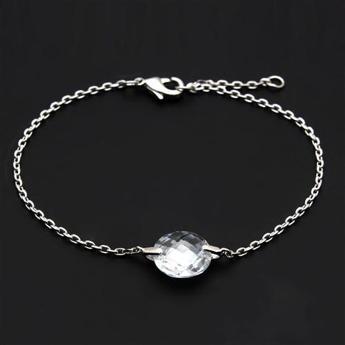 MA3W066 - Rhodium Brass Bracelet with AAA Grade CZ  in Clear