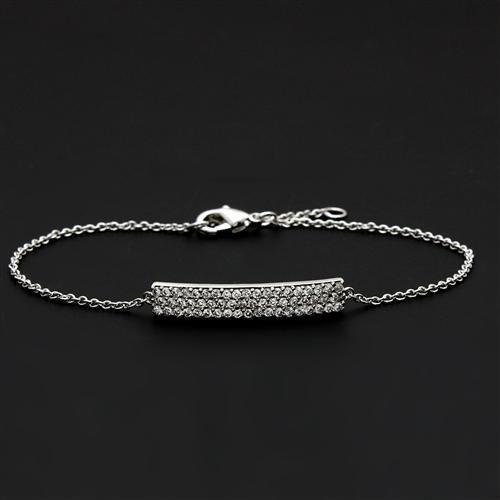 MA3W068 - Rhodium Brass Bracelet with AAA Grade CZ  in Clear