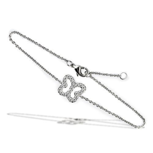 MA3W070 Rhodium Brass Bracelet with AAA Grade CZ in Clear