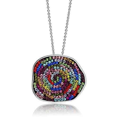 MA3W071 - Rhodium Brass Pendant with Top Grade Crystal  in Multi Color