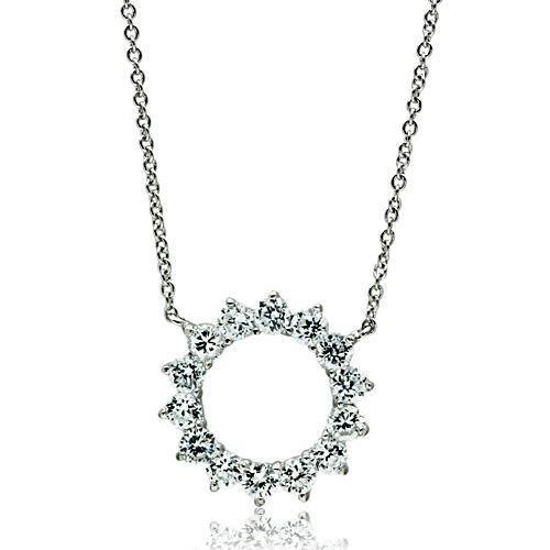 MA3W072 Rhodium Brass Necklace with AAA Grade CZ in Clear