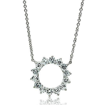 MA3W072 Rhodium Brass Necklace with AAA Grade CZ in Clear